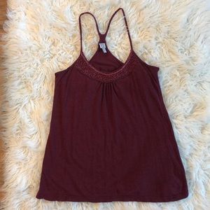 Maroon Tank- Beaded Neck line
